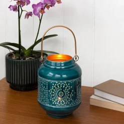 Rex London Enamel tealight lantern - Blue Hot
