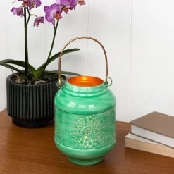 Rex London Enamel tealight lantern - Green Outlet