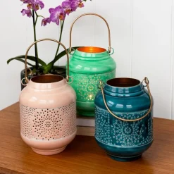 Rex London Enamel tealight lantern - Green Outlet