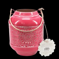 Rex London Enamel tealight lantern - Vibrant pink Hot