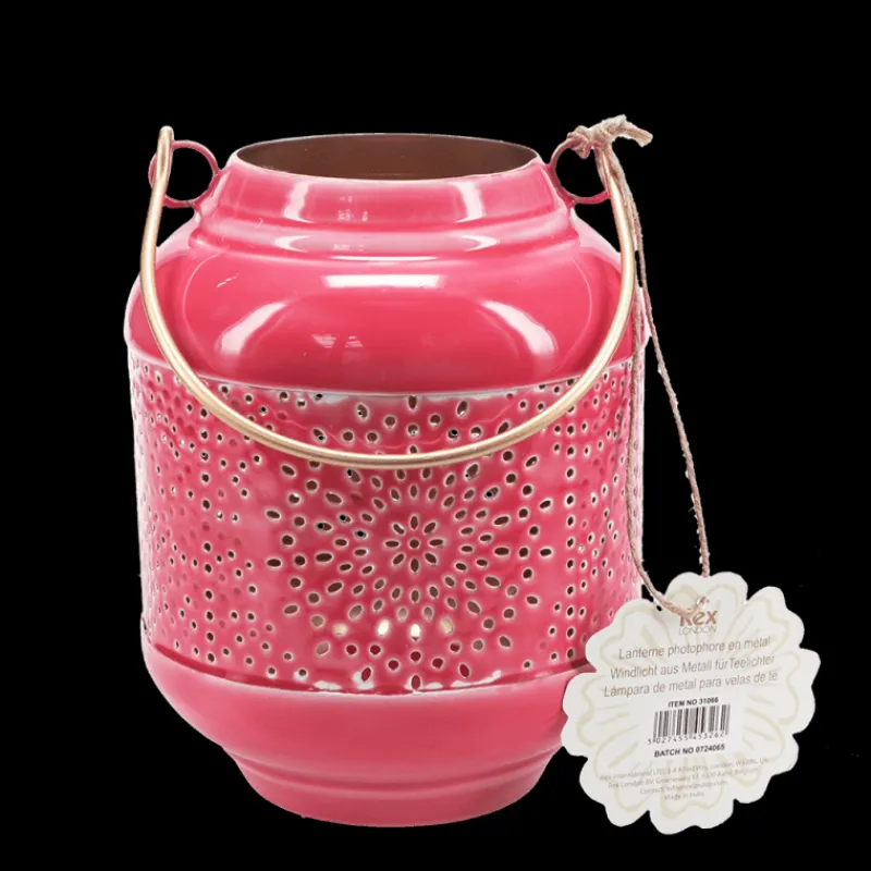 Rex London Enamel tealight lantern - Vibrant pink Hot