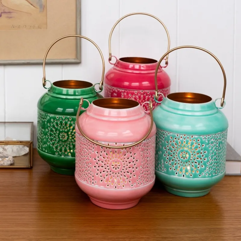 Rex London Enamel tealight lantern - Vibrant pink Hot