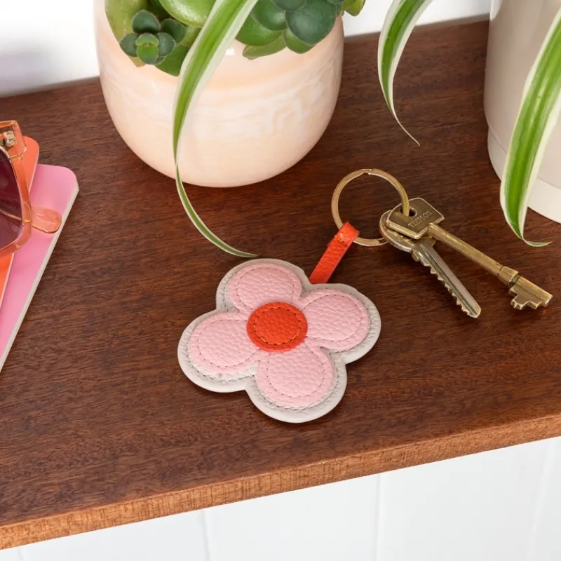 Rex London Faux leather keyring - Pink daisy New