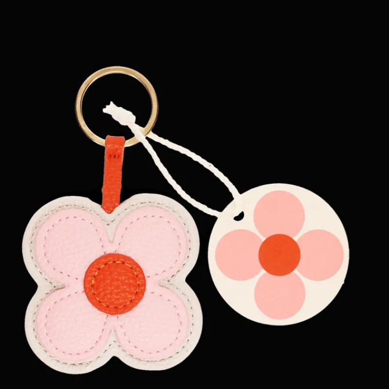 Rex London Faux leather keyring - Pink daisy New