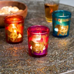 Rex London Glass tealight holders (set of 3) - Gold elephants Hot
