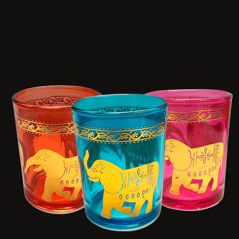 Rex London Glass tealight holders (set of 3) - Gold elephants Hot