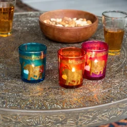 Rex London Glass tealight holders (set of 3) - Gold elephants Hot