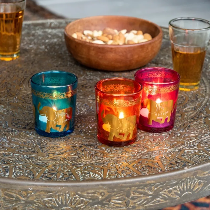 Rex London Glass tealight holders (set of 3) - Gold elephants Hot