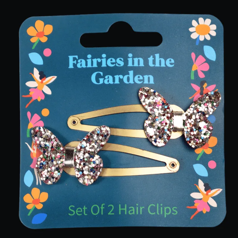 Rex London Glitter hair clips (set of 2) - Fairies in the Garden butterfly Fashion