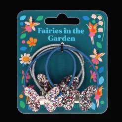 Rex London Glitter hair ties (set of 4) - Fairies in the Garden butterfly Hot
