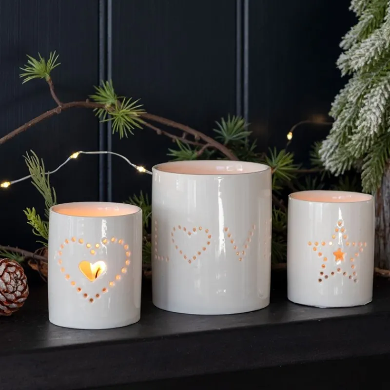 Rex London Glossy ceramic tealight holder - Heart New
