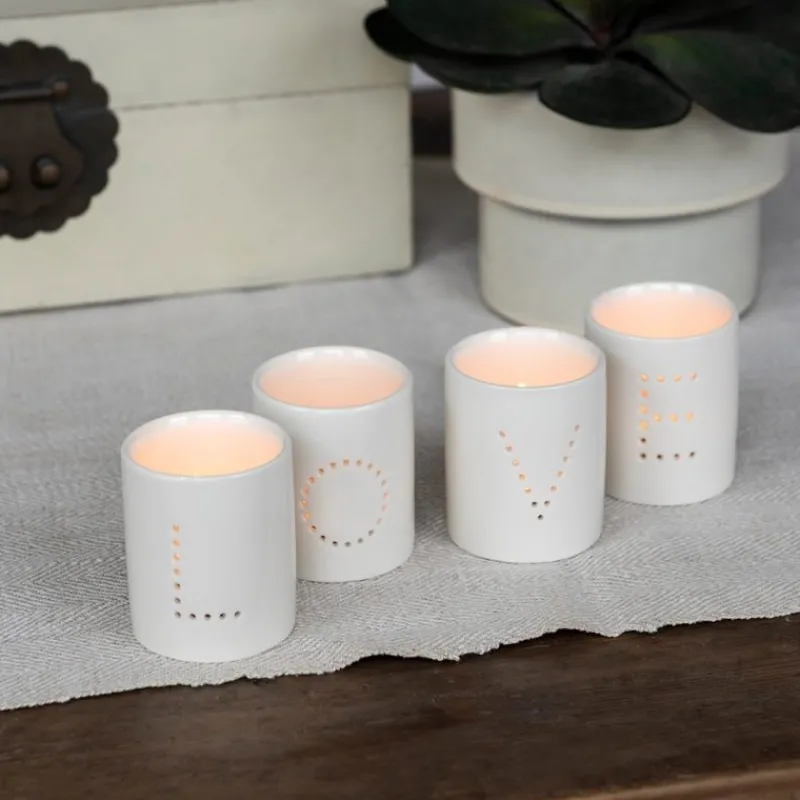 Rex London Glossy ceramic tealight holders (set of 4) - LOVE New