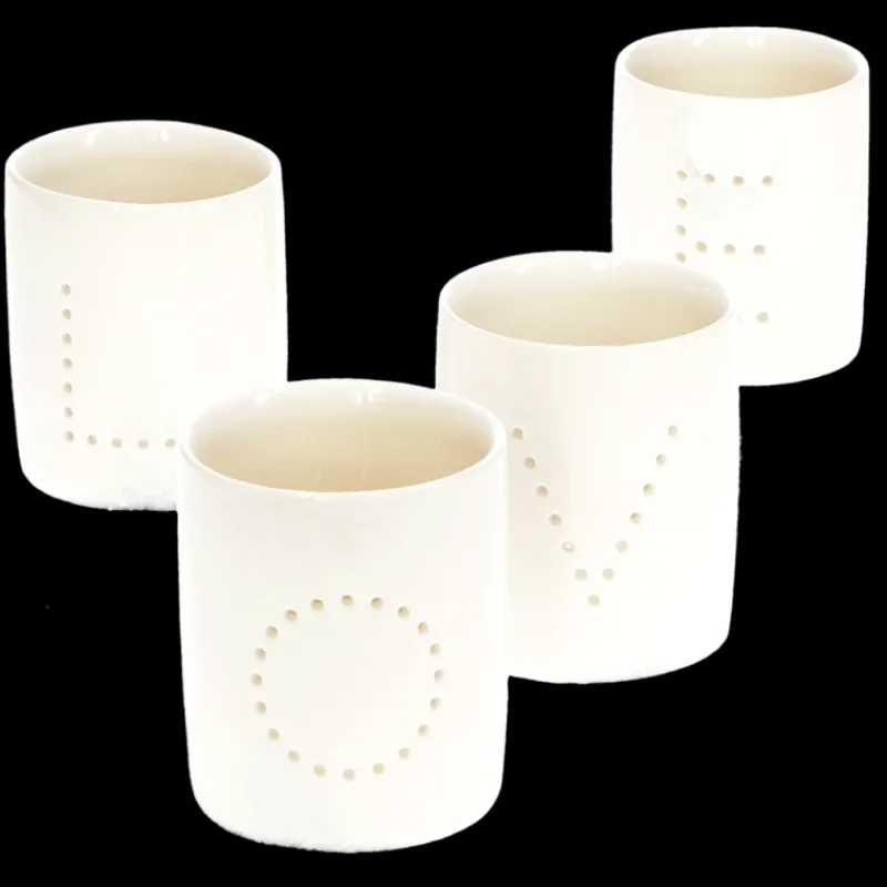 Rex London Glossy ceramic tealight holders (set of 4) - LOVE New