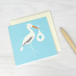 Rex London Greetings card new baby - Blue stork Hot