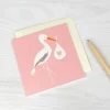 Rex London Greetings card new baby - Pink stork Hot