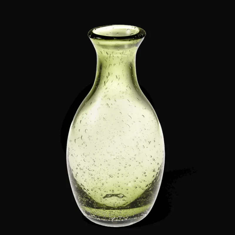 Rex London Hand blown bubble glass vase - Olive green Hot