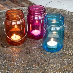 Rex London Jam jar tealight holder - Blue Best