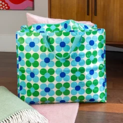 Rex London Jumbo storage bag - Blue and green Daisy Outlet