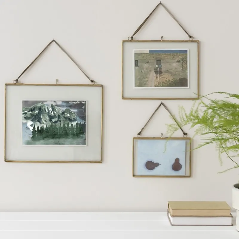 Rex London Landscape double sided glass and brass metal hanging frame (20 x 15cm) Best