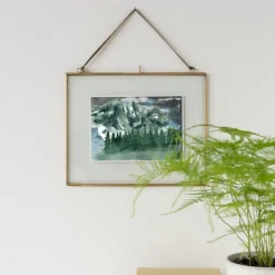 Rex London Landscape double sided glass and brass metal hanging frame (25 x 20cm) Online
