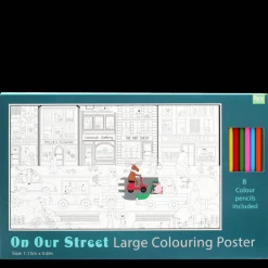 Rex London Large colouring poster with pencils - On Our Street Hot
