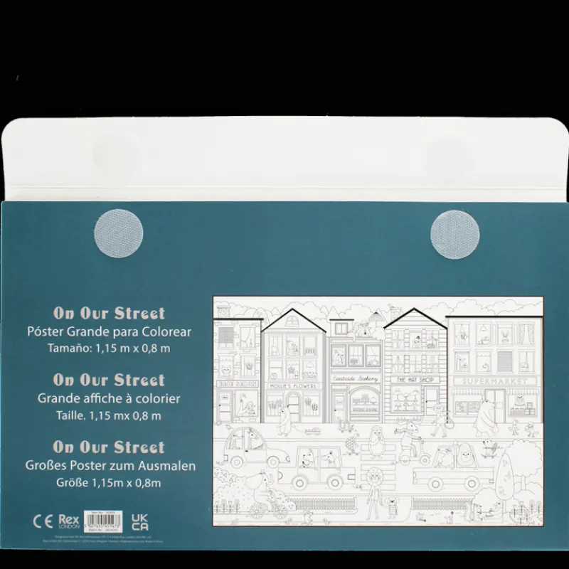 Rex London Large colouring poster with pencils - On Our Street Hot