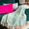 Rex London Large herringbone throw (225 x 150 cm) - Aqua Hot