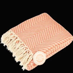 Rex London Large herringbone throw (225 x 150 cm) - Coral Outlet