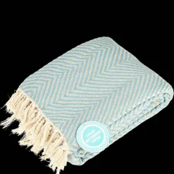 Rex London Large herringbone throw (225 x 150 cm) - Pale blue Online