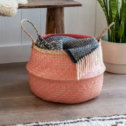 Rex London Large seagrass belly basket - Coral Sale