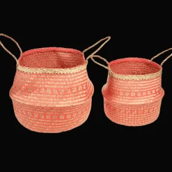 Rex London Large seagrass belly basket - Coral Sale