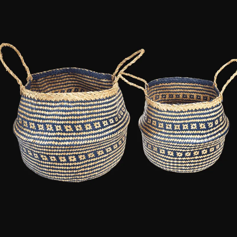 Rex London Large seagrass belly basket - Navy blue Online