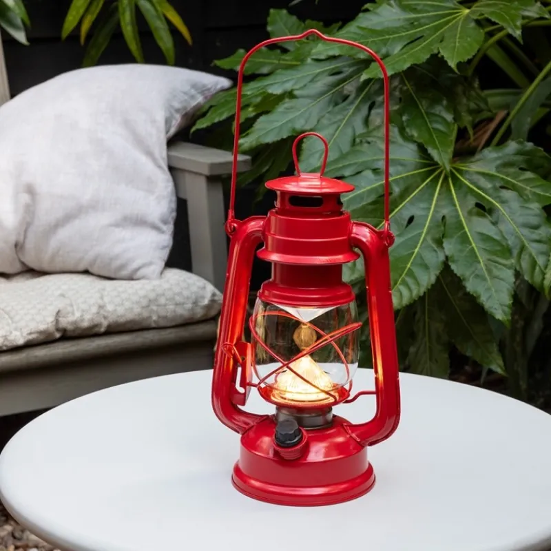 Rex London LED hurricane lantern - Red Outlet