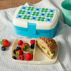 Rex London Lunch box with tray - Blue and green Daisy Discount