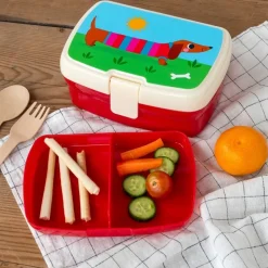 Rex London Lunch box with tray - Sunny Sausage Dog Hot