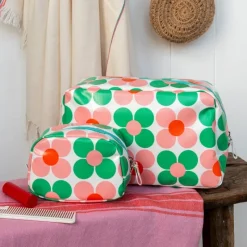 Rex London Makeup bag - Pink and green Daisy Hot
