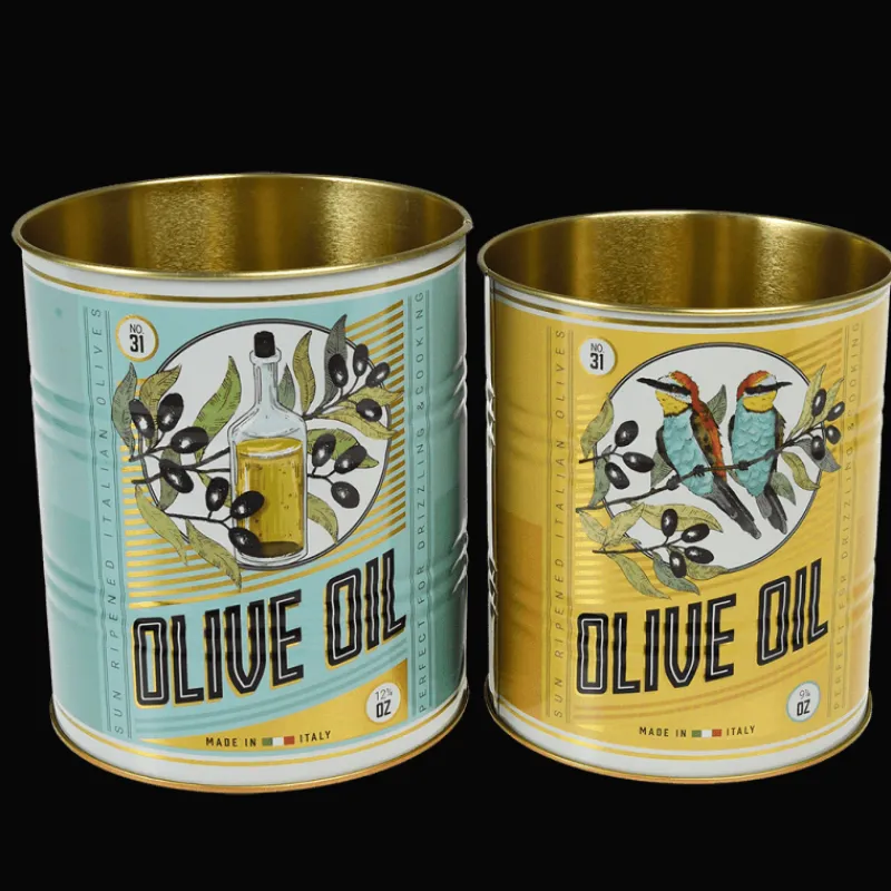 Rex London Medium storage tins (set of 2) - OLIVE OIL New
