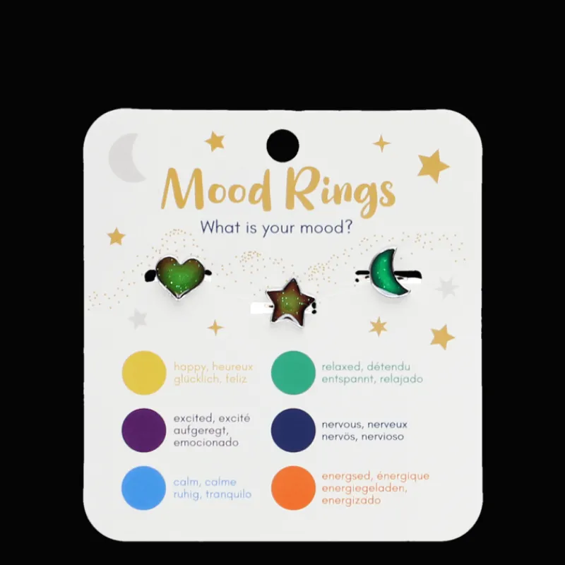 Rex London Mood rings (set of 3) - Heart, star & moon Fashion