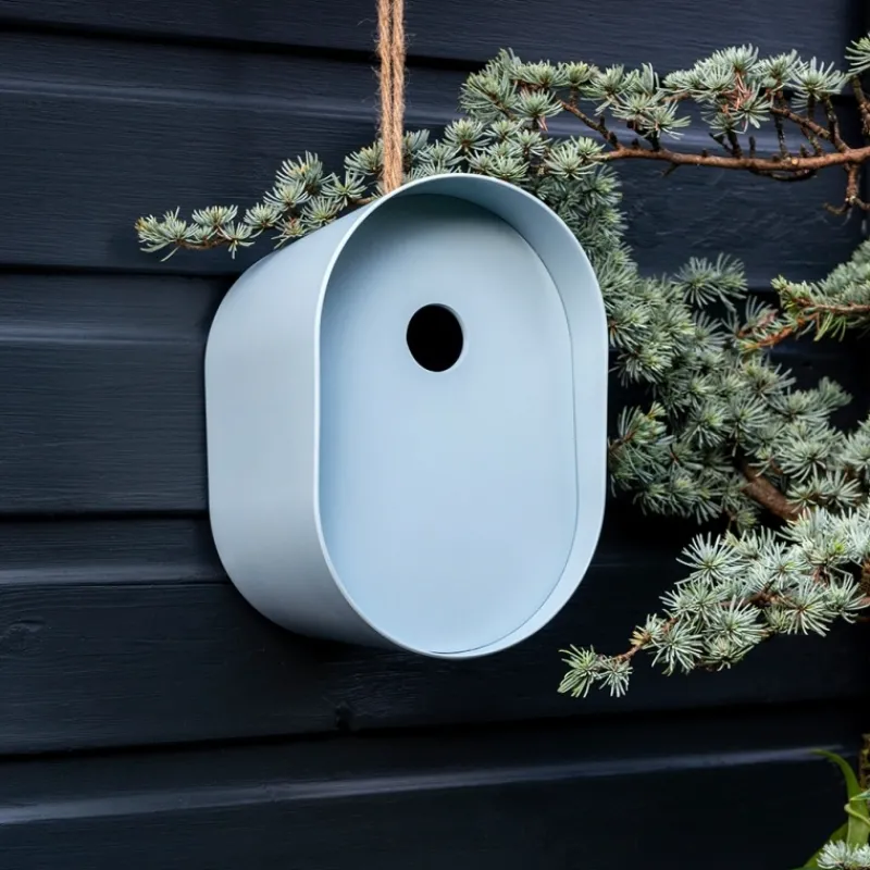 Rex London Oval bamboo fibre birdhouse - Blue Sale