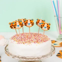 Rex London Party cake candles (set of 6) - Ziggy the Tiger Hot