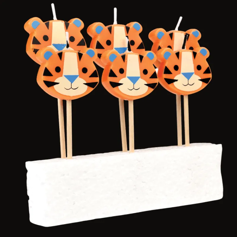Rex London Party cake candles (set of 6) - Ziggy the Tiger Hot
