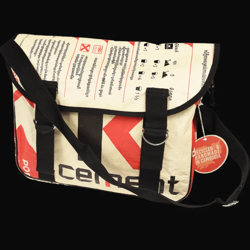 Rex London Recycled cement bag courier satchel Clearance