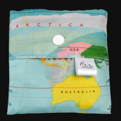Rex London Recycled foldaway shopper bag - World Map Fashion