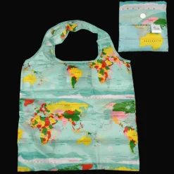Rex London Recycled foldaway shopper bag - World Map Fashion