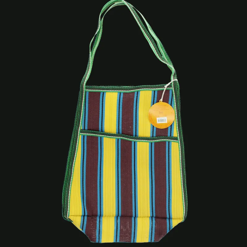 Rex London Recycled woven bag with side pocket - Brown, yellow, teal Sale