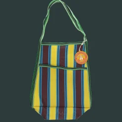 Rex London Recycled woven bag with side pocket - Brown, yellow, teal Sale