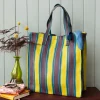 Rex London Recycled woven shopping bag - Brown, yellow, teal Discount