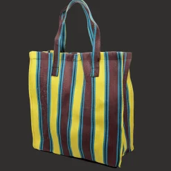Rex London Recycled woven shopping bag - Brown, yellow, teal Discount