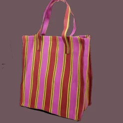 Rex London Recycled woven shopping bag - Yellow, pink, red Clearance