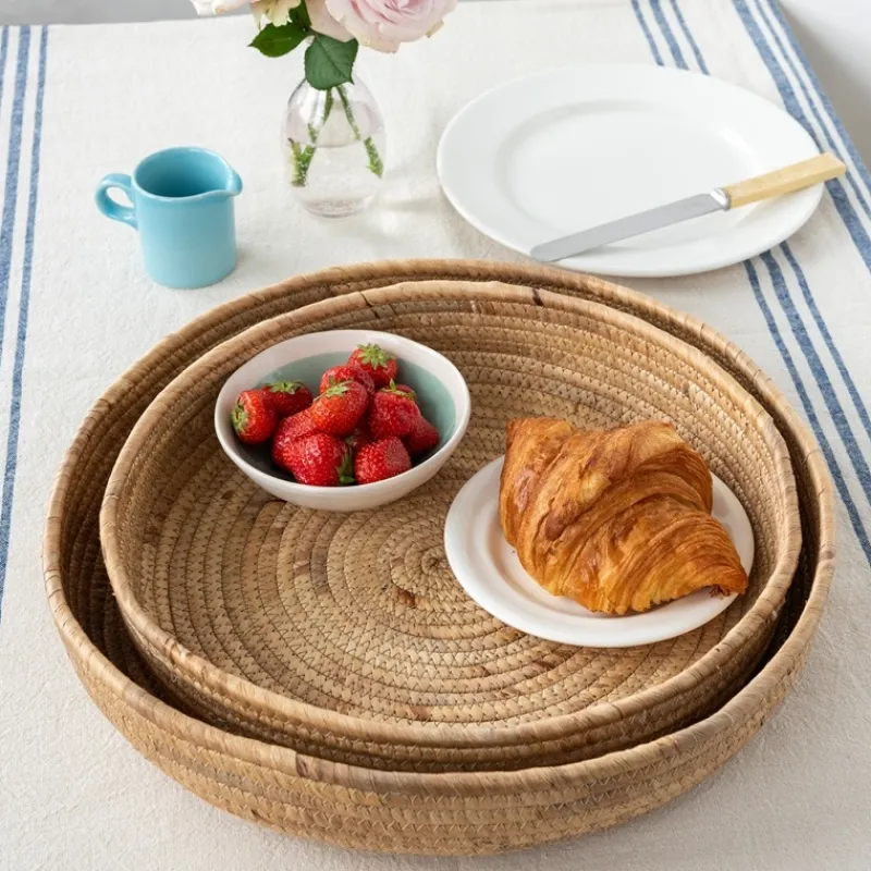 Rex London Round water hyacinth trays (set of 2) Online